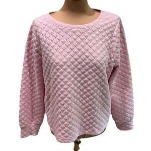 J Crew Factory Women's‎ Pink Quilted Crewneck Knit Top Athleisure Preppy